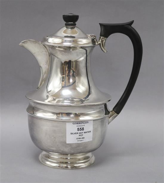 A silver hot water pot, Viners Ltd, Sheffield, 1936, gross 18 oz.